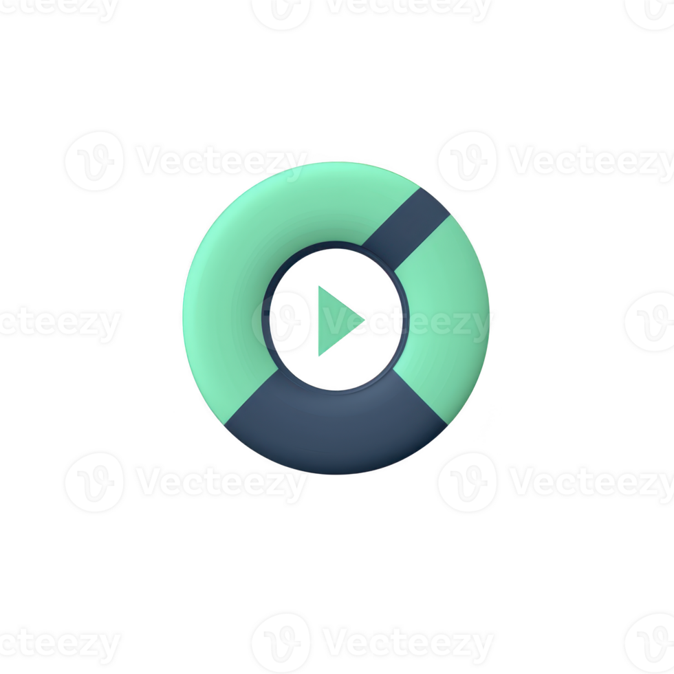 Circular play button icon with modern design features green and dark blue color scheme, symbolizing media and technology. minimalist style adds sleek, contemporary feel png