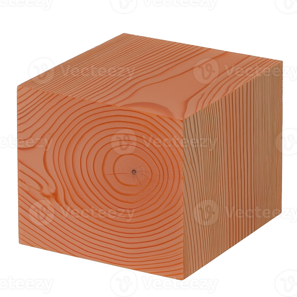 Wooden cube with visible grain patterns and smooth surface, showcasing natural wood texture and growth rings. cube design highlights beauty of wood organic lines and earthy tones png