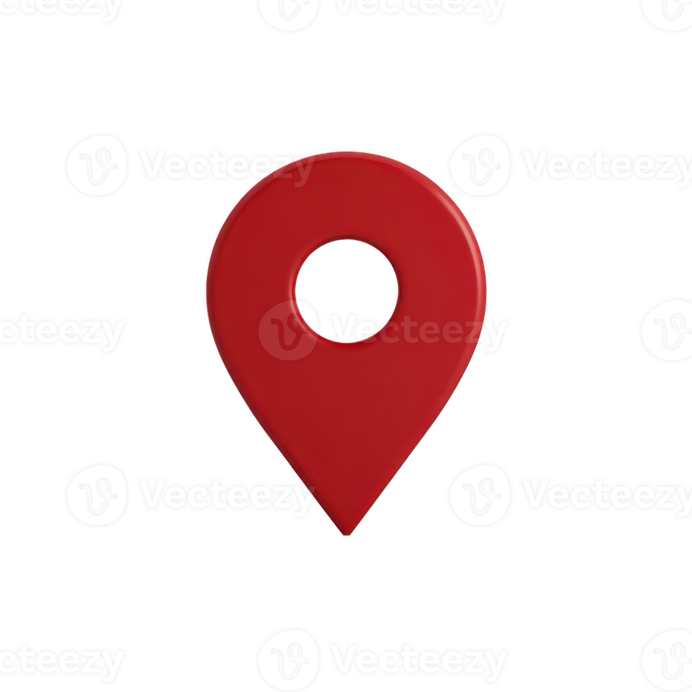 Red map pin icon with circular hole in center, symbolizing location or navigation. simple design is commonly used in digital maps and applications png