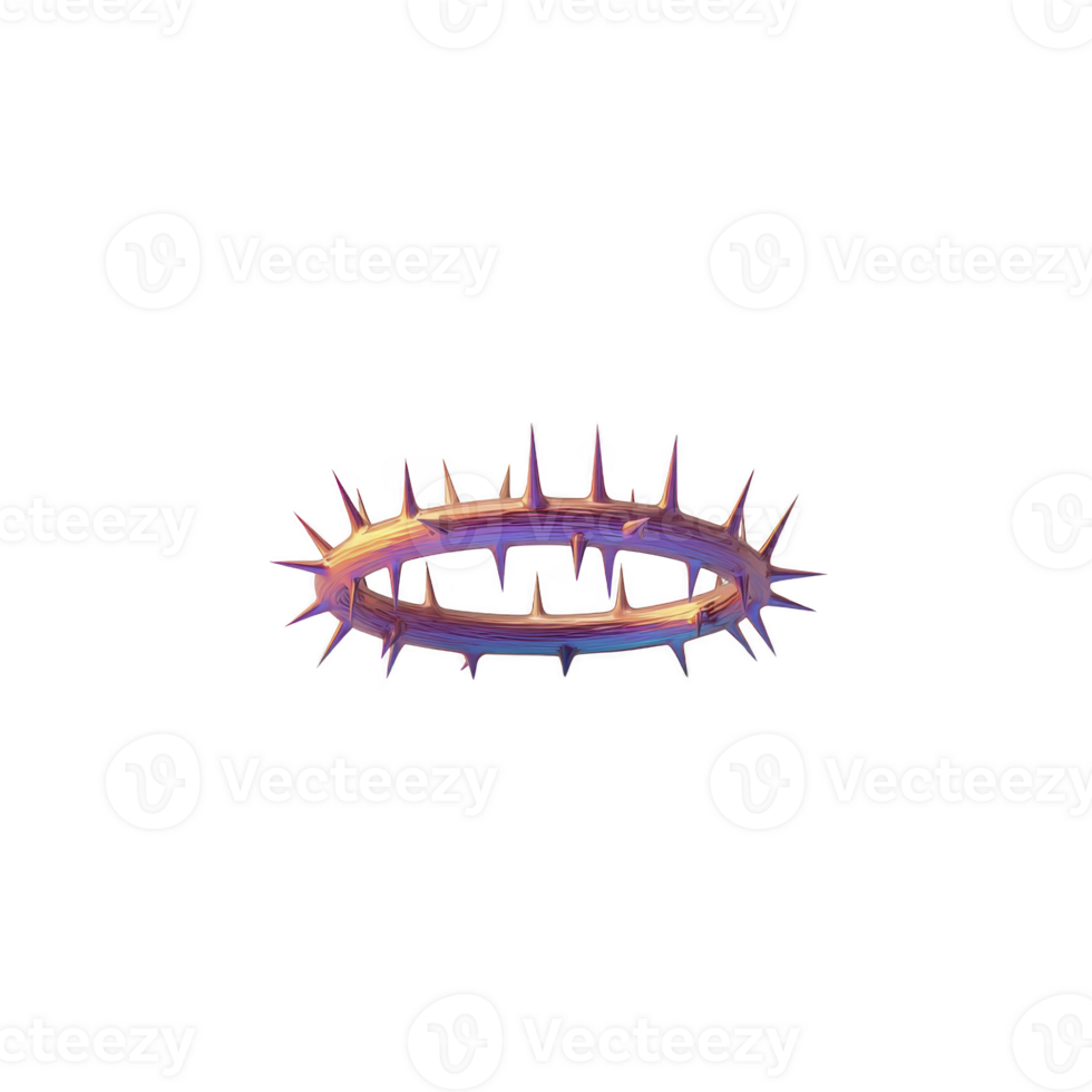 Colorful, spiky circular object with metallic sheen, resembling futuristic or abstract design, is centered on plain background. vibrant hues create striking visual effect png
