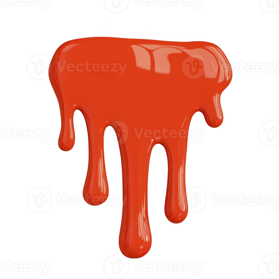 Vibrant splash of glossy red paint drips down, creating dynamic and artistic effect. smooth texture and bright color evoke creativity and energy png