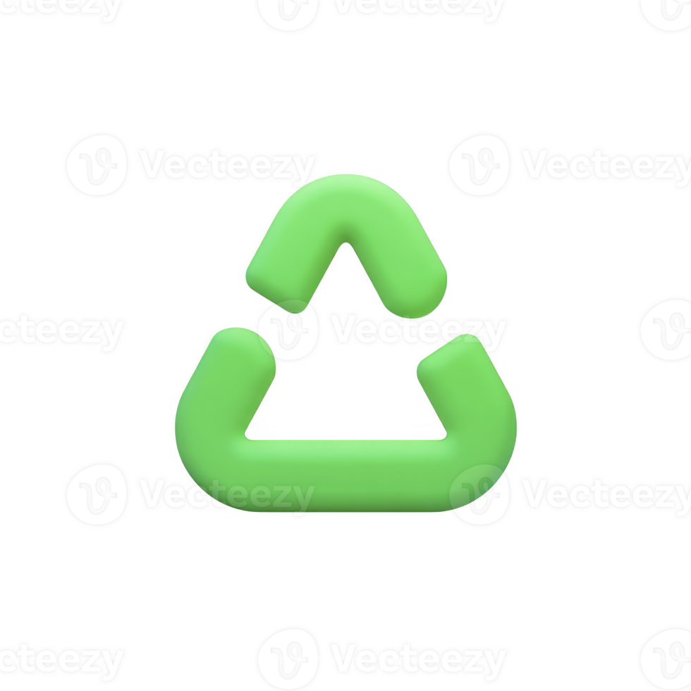 Green 3D recycling symbol with modern design, representing sustainability and environmental awareness. symbol is isolated transparency background, emphasizing its vibrant color and smooth texture png