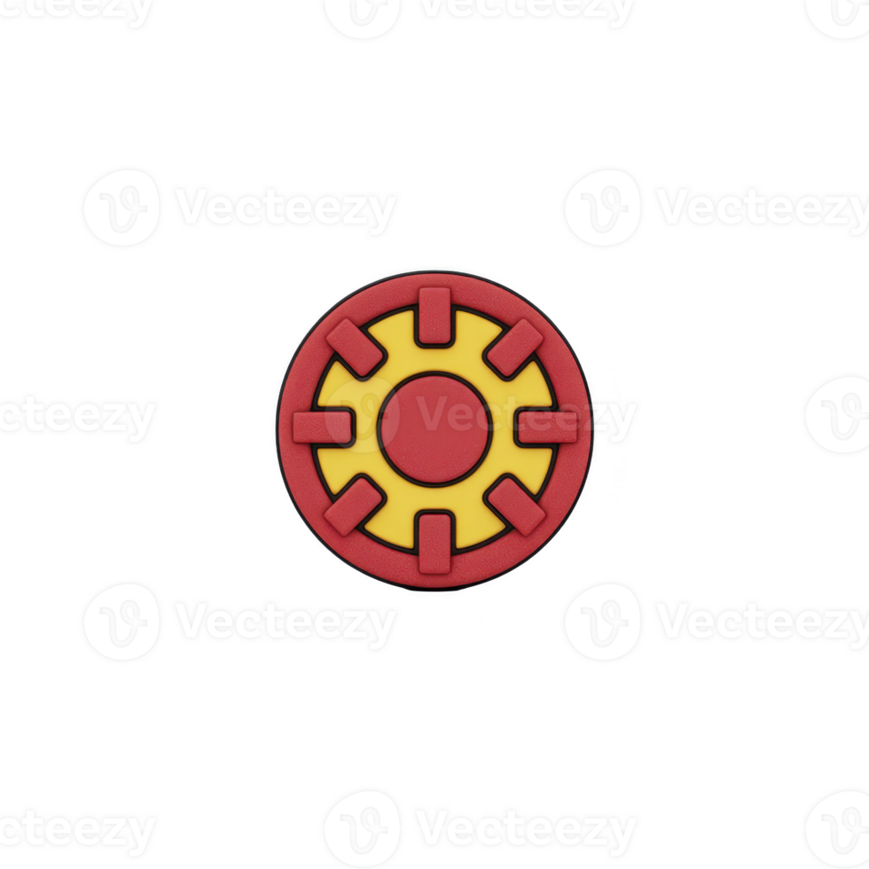 Round, colorful emblem with red outer ring and yellow center, featuring symmetrical design. bold colors and geometric pattern create striking visual effect png