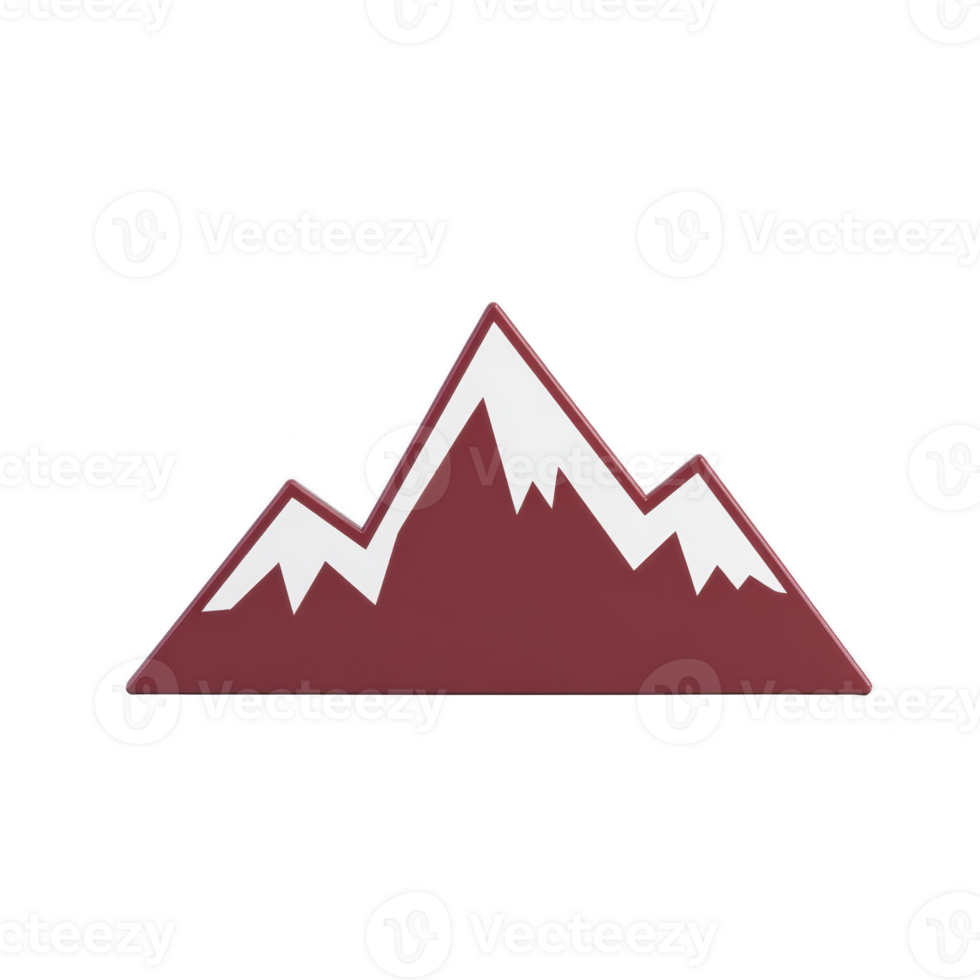 Stylized illustration of mountain range with sharp peaks and snow caps, set against plain background. design is simple and bold, using limited color palette for striking effect png