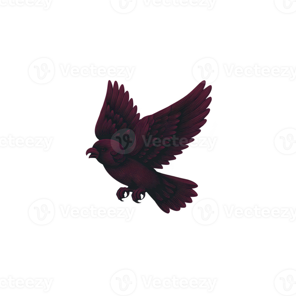 Detailed illustration of bird in flight, showcasing intricate feather patterns and dynamic pose. artwork captures grace and elegance of bird, emphasizing its wings and tail png