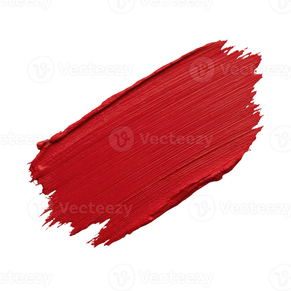 Vibrant red brushstroke of paint on transparent background, showcasing texture and bold color. Perfect for artistic and creative projects png