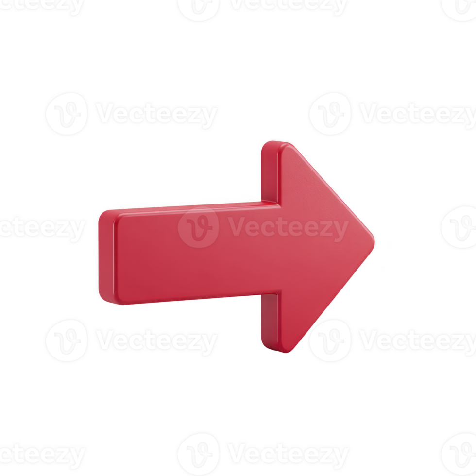 3D red arrow pointing to right, symbolizing direction or movement. arrow is bold and vibrant, often used in design to indicate progress or navigation png