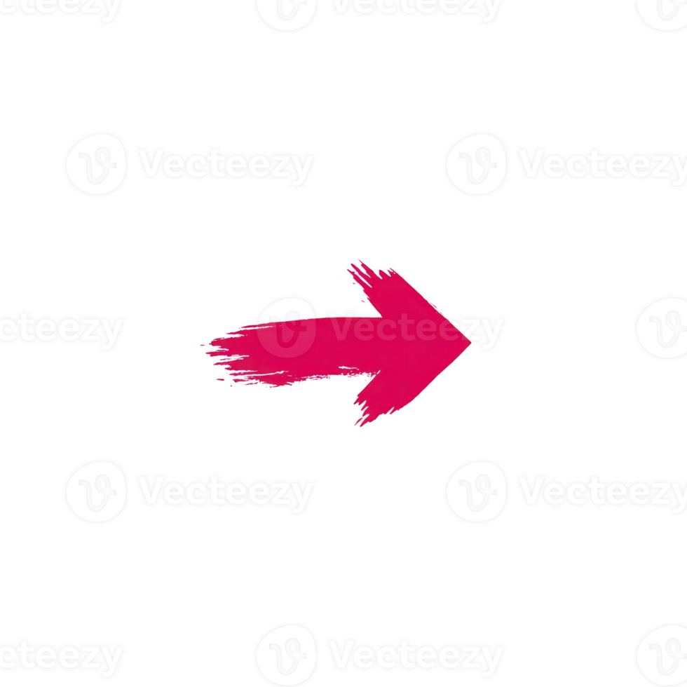 Vibrant pink brushstroke arrow points to right, set against clean transparency background, conveying direction and movement png