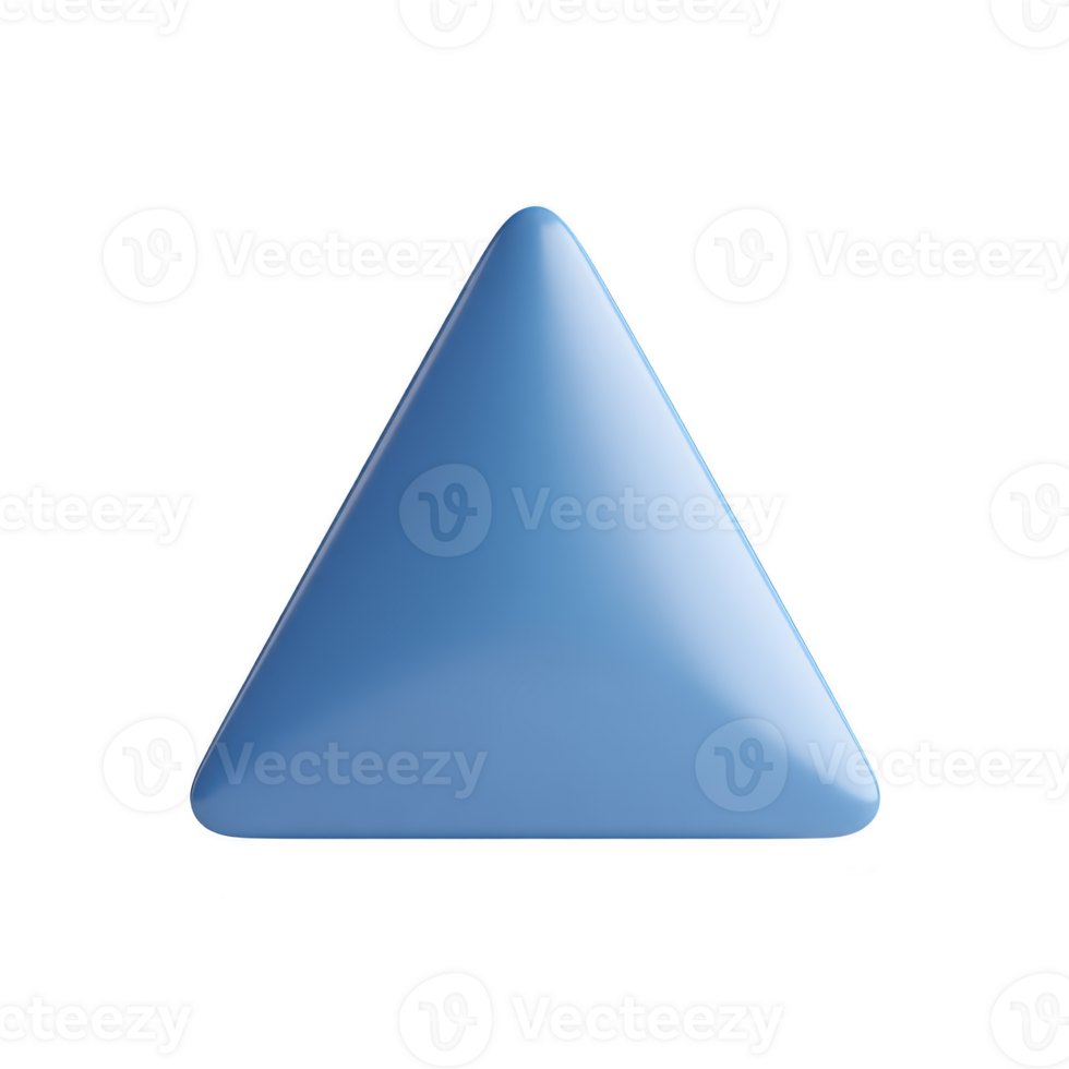 Smooth, glossy blue triangle stands out against plain background, showcasing its geometric simplicity and modern design. shape clean lines and vibrant color evoke sense of calm and balance png