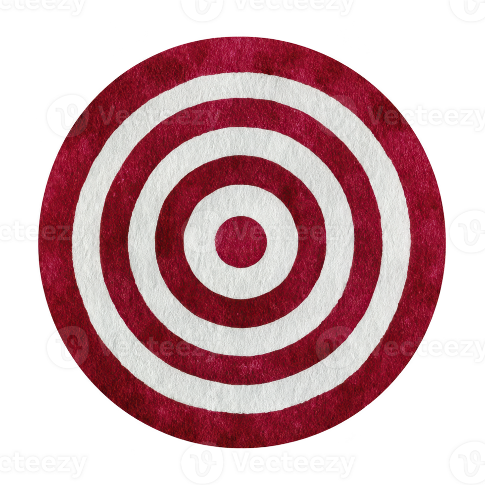 Red and white circular target with concentric rings creates bold visual impact. design is simple yet striking, often used for aiming or focus related themes png