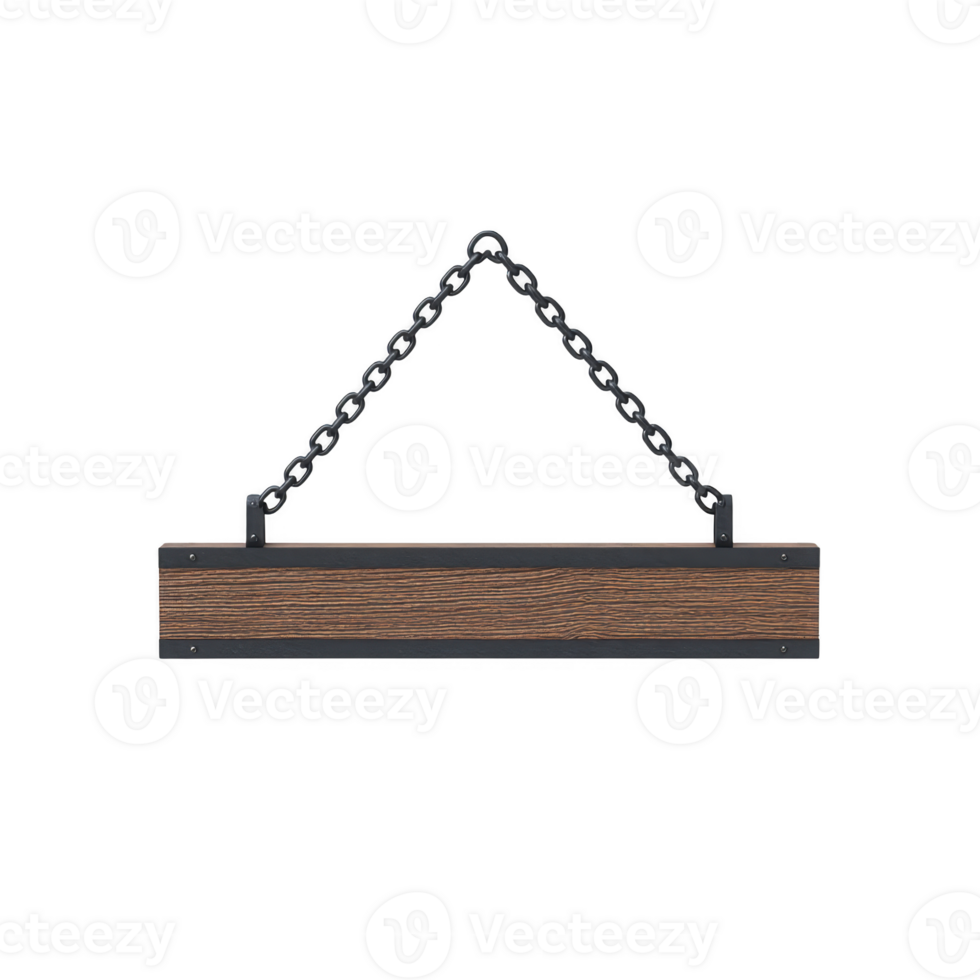 Wooden sign with chain for hanging, featuring rustic design and dark wood finish, perfect for personalized messages or decorative purposes png