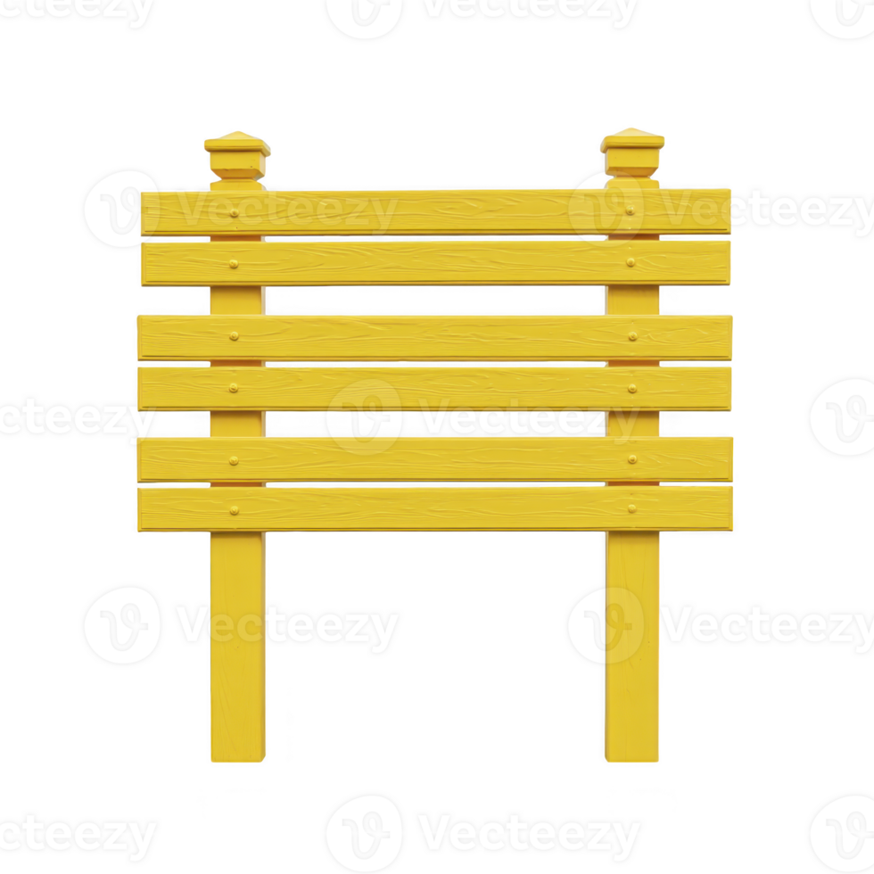 Bright yellow wooden fence with simple, symmetrical design stands against plain background, showcasing its vibrant color and clean lines png