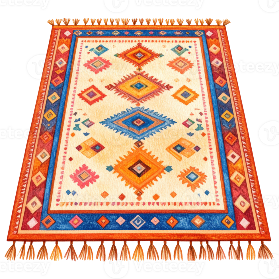 Colorful Geometric Rug with Diamond Pattern png