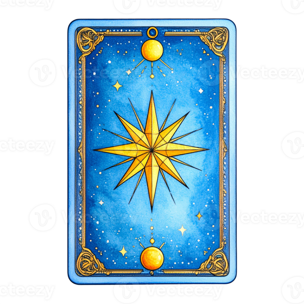 Celestial Gold Star on Blue Night Sky Card png