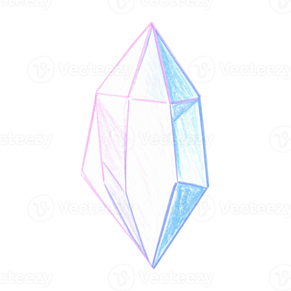 Pastel Colored Crystal Drawing on Transparent Background png