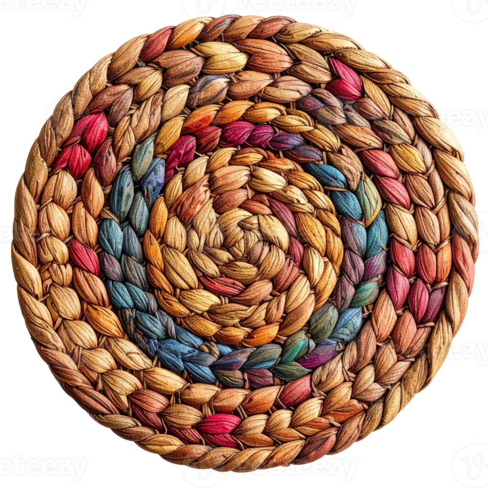 Colorful Woven Round Coaster with Intricate Design png