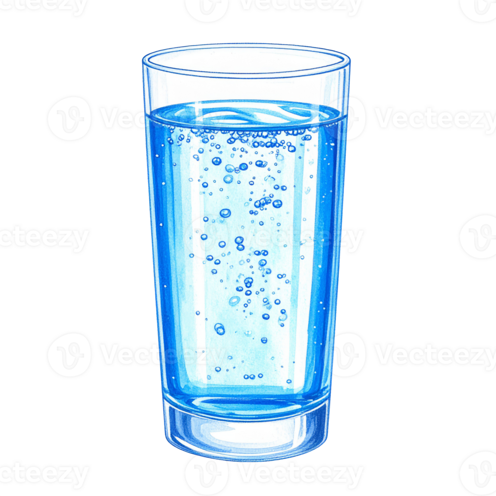 Glass of Sparkling Water Illustration png
