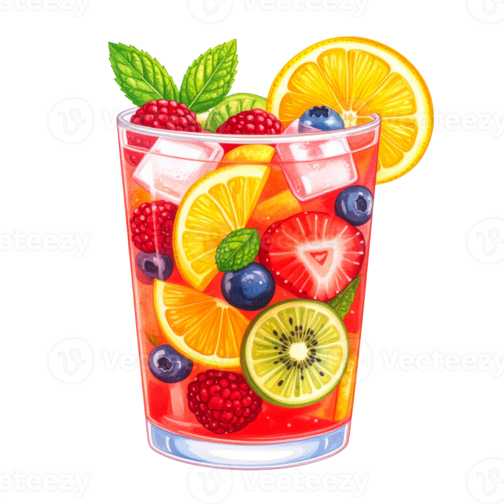 Refreshing Fruit Punch with Berries and Citrus png