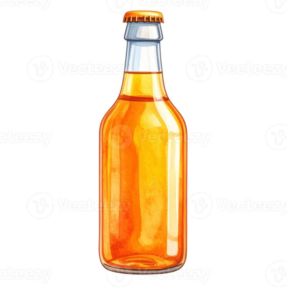 Amber Glass Bottle of Sparkling Beverage png