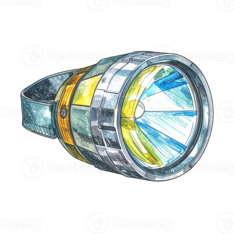 Watercolor Illustration of a Handheld Flashlight png