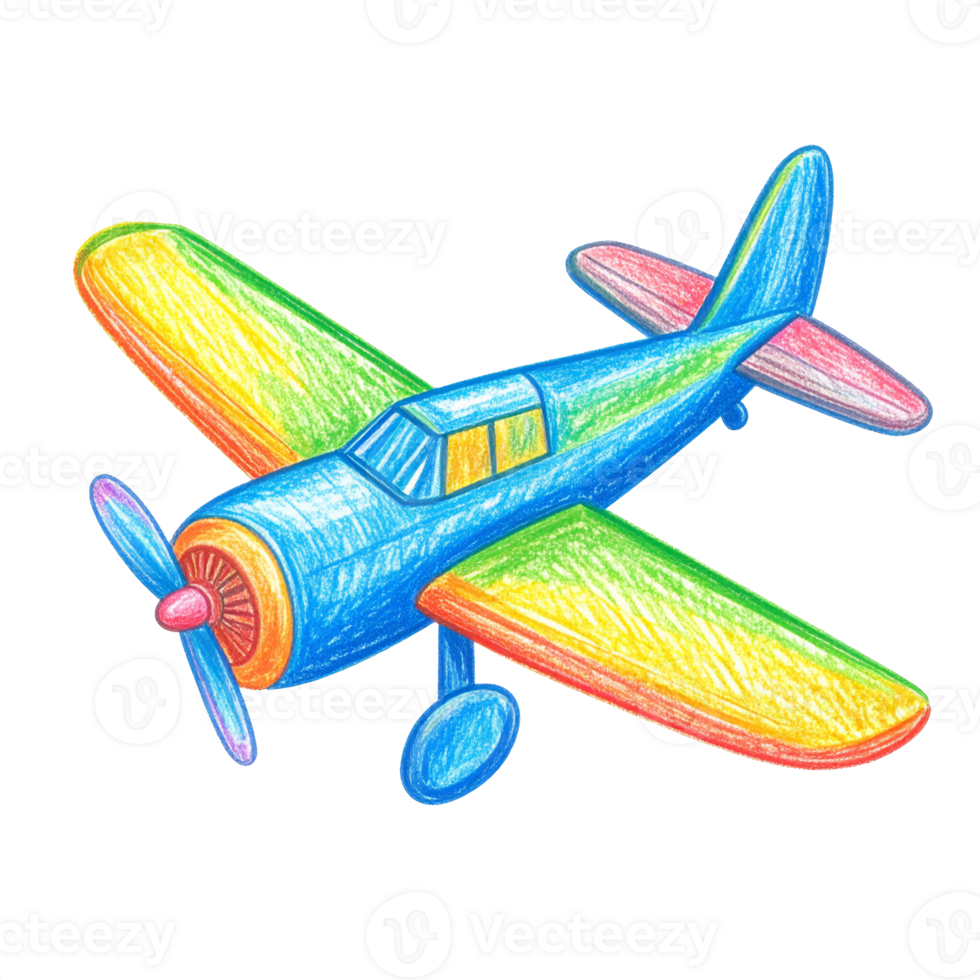 Rainbow Colored Toy Airplane Drawing png