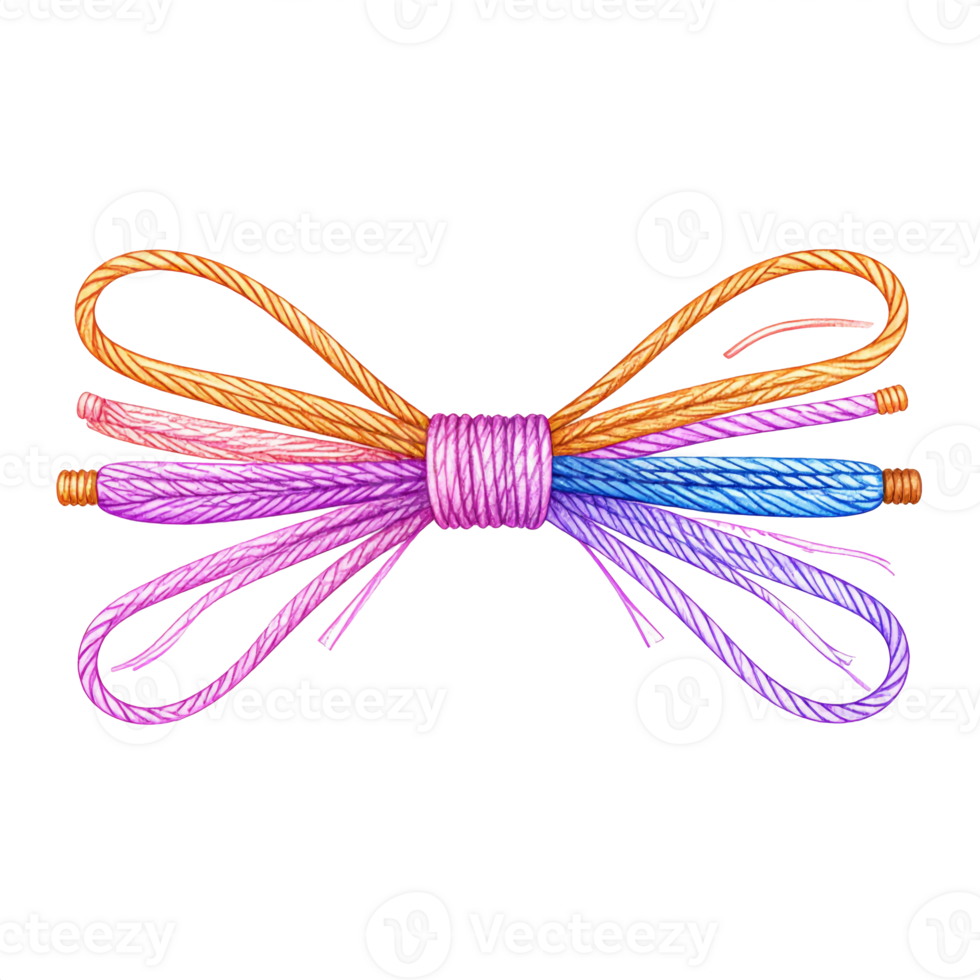 Colorful String Bow Knot on Transparent Background png