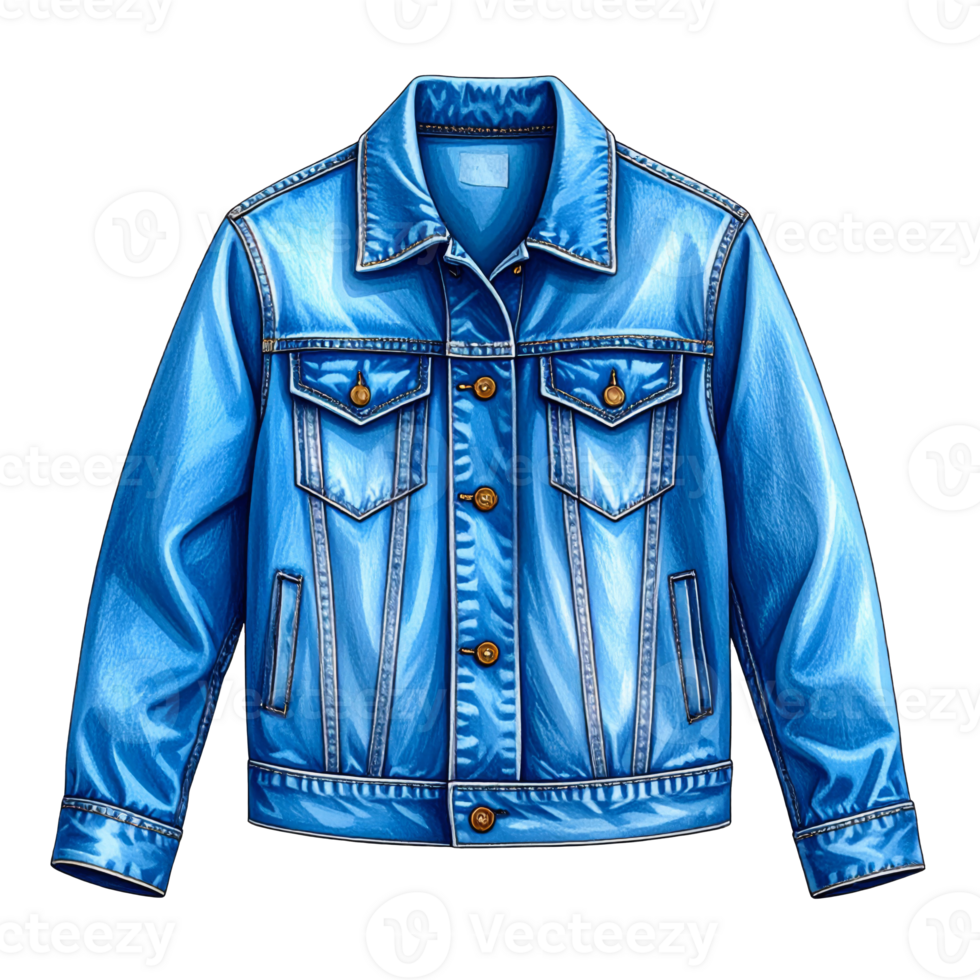 Classic Blue Denim Jacket on Transparent Background png