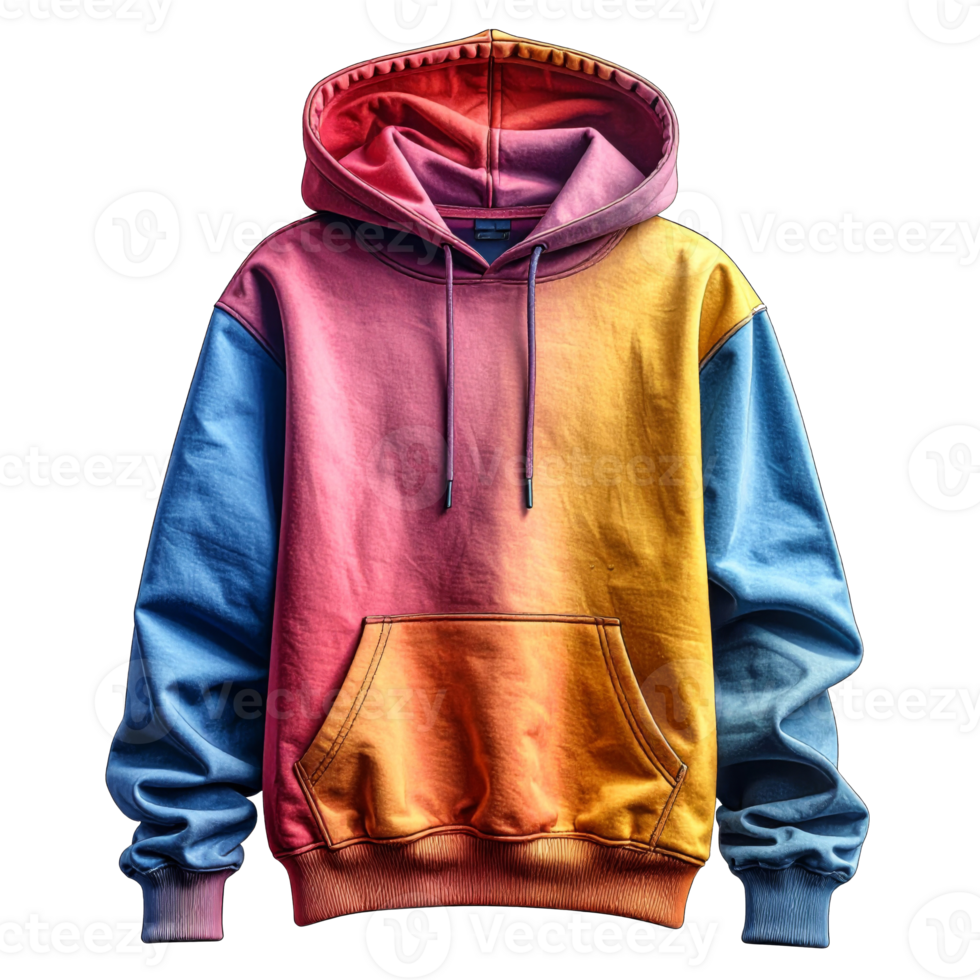 Colorful Ombre Hoodie with Blue Sleeves png