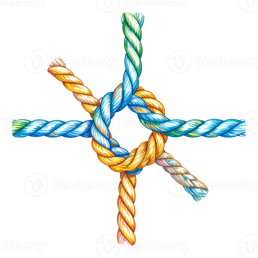 Colorful Intertwined Ropes Knot Illustration png