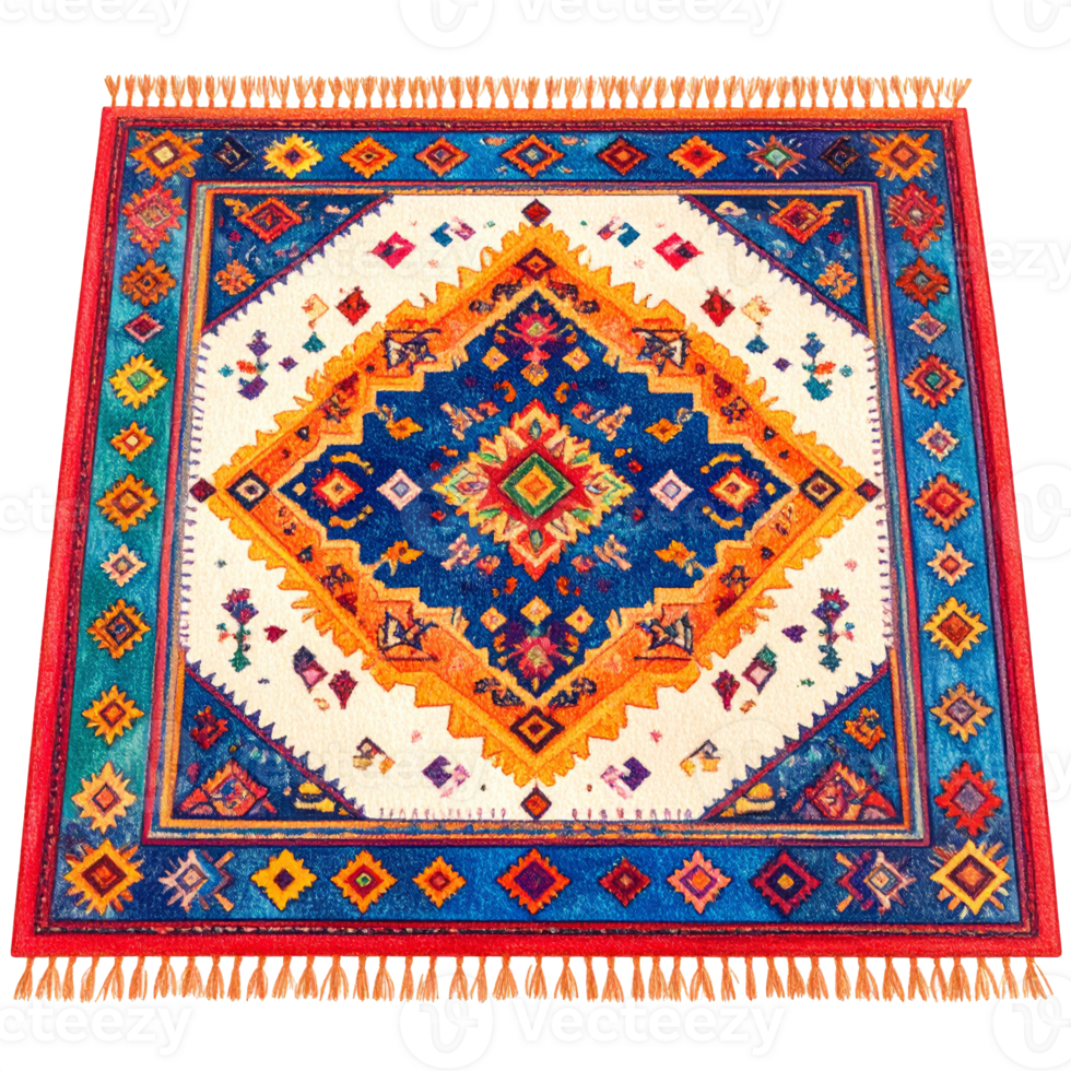 Colorful Diamond Pattern Rug With Vibrant Colors png