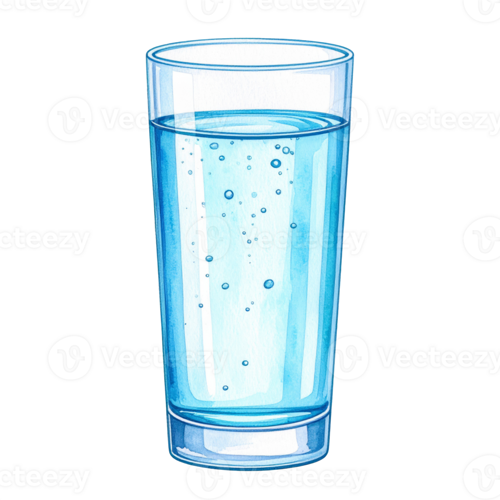 Water in a Glass, Watercolor Illustration png