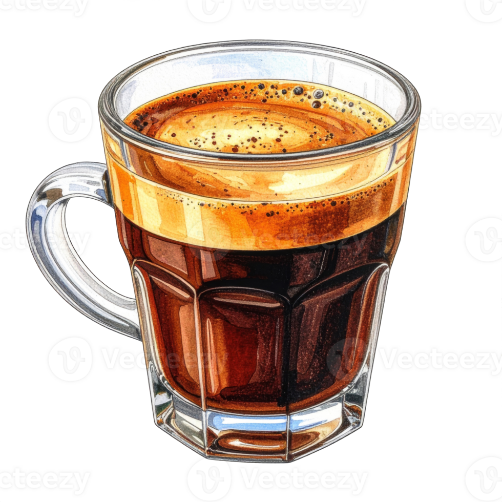Dark Espresso in Clear Glass Mug png