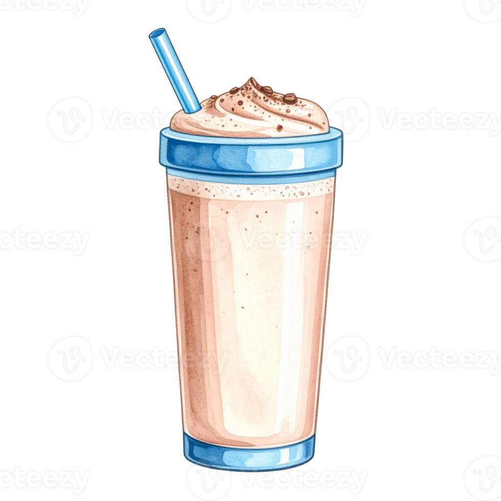 Watercolor Illustration of Creamy Chocolate Milkshake png