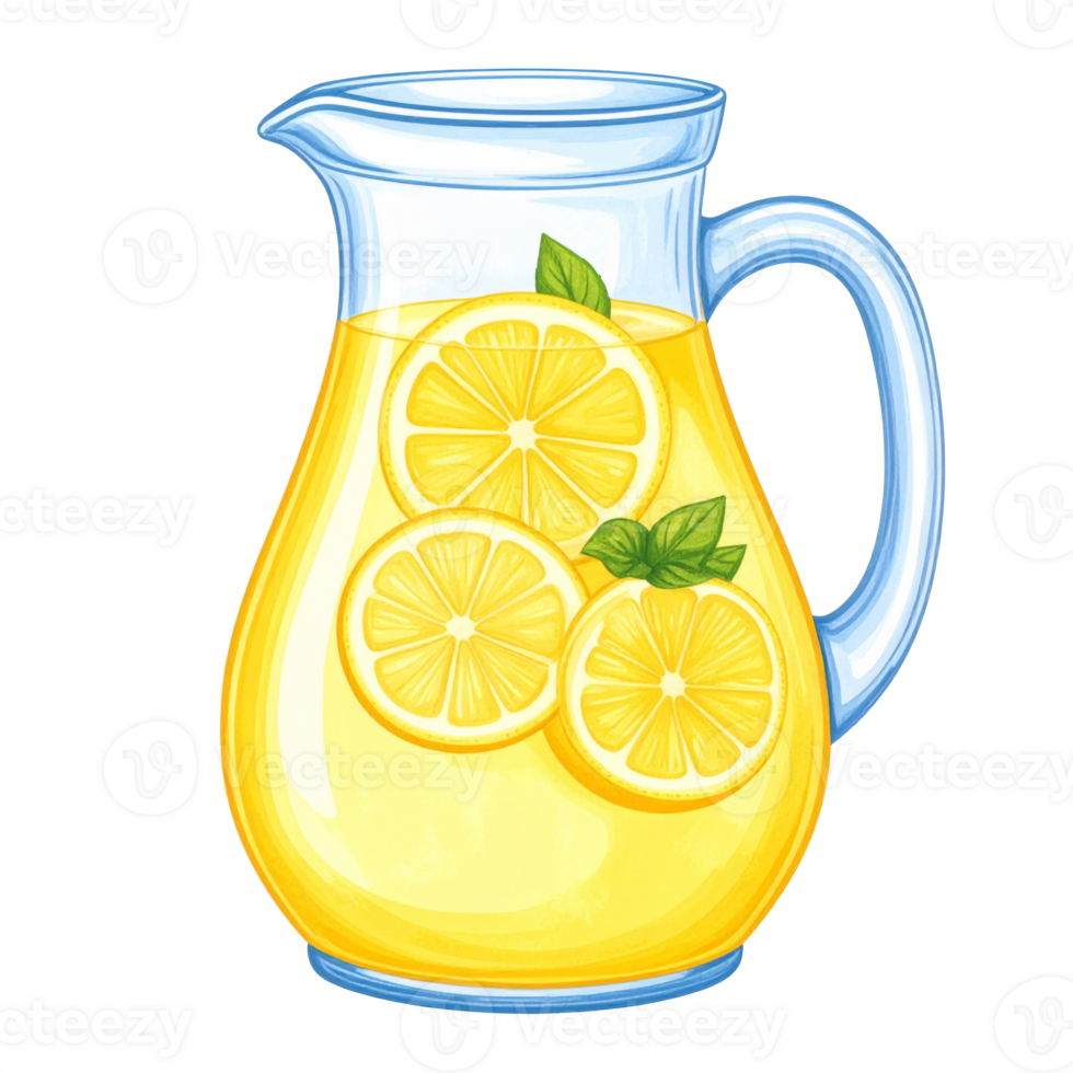 Refreshing Lemonade Pitcher with Lemon Slices png