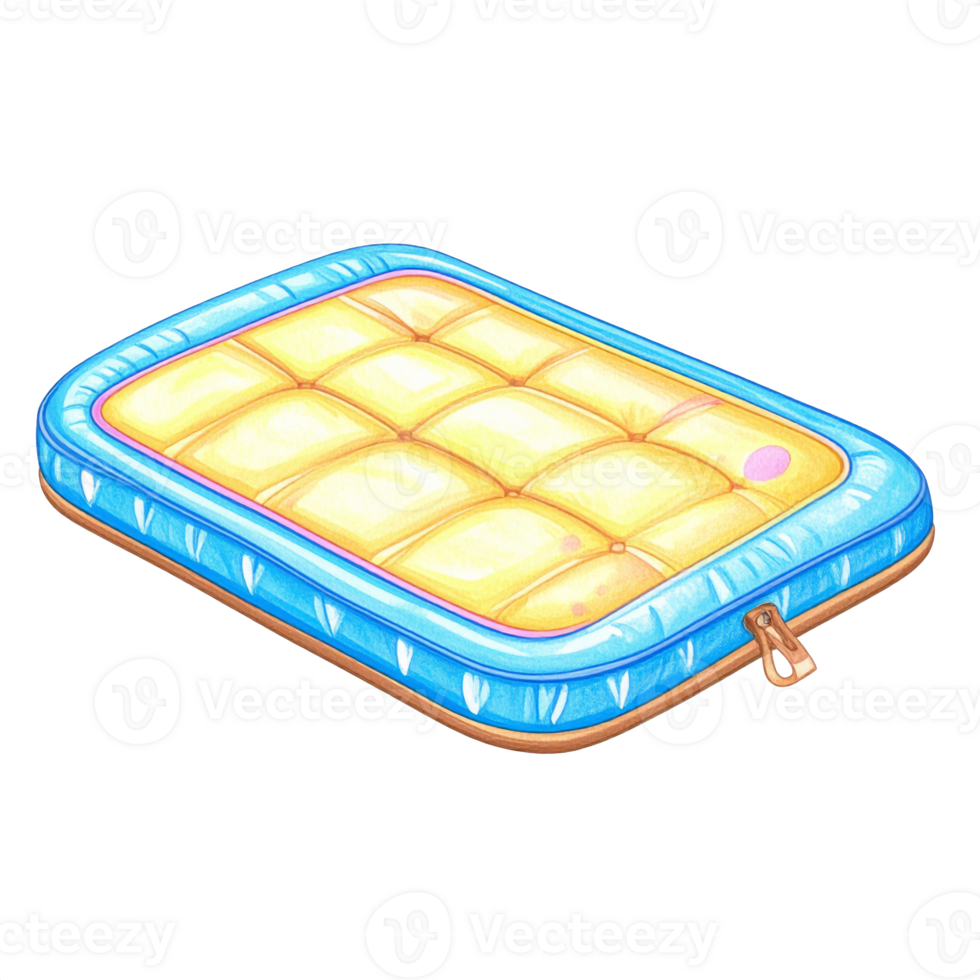 Yellow and Blue Quilted Mattress Pad on White Background png