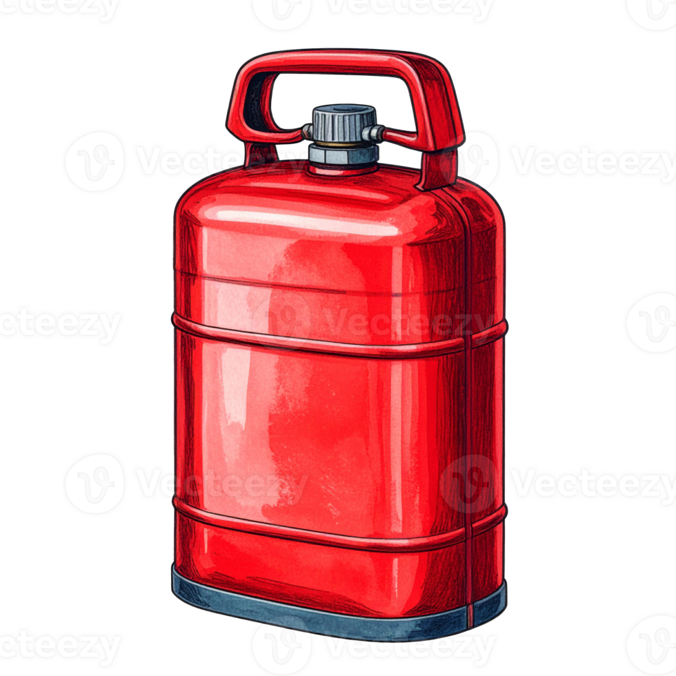 Red Metal Jerrycan with Handle on Transparent Background png