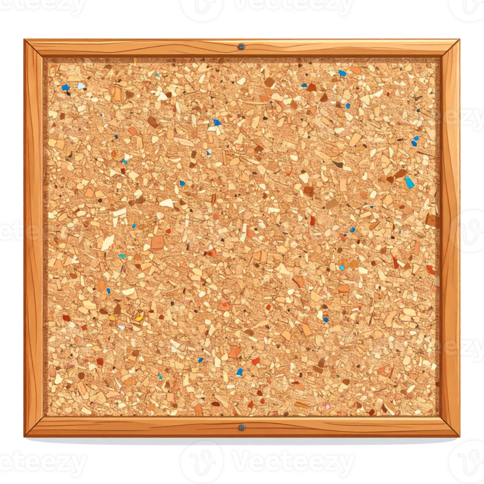 Brown Corkboard with Wooden Frame and Pins png