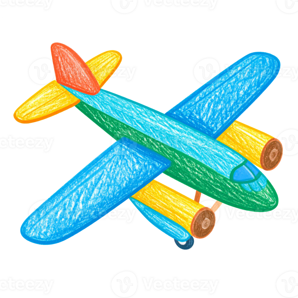 Colorful Cartoon Airplane Drawing Illustration png