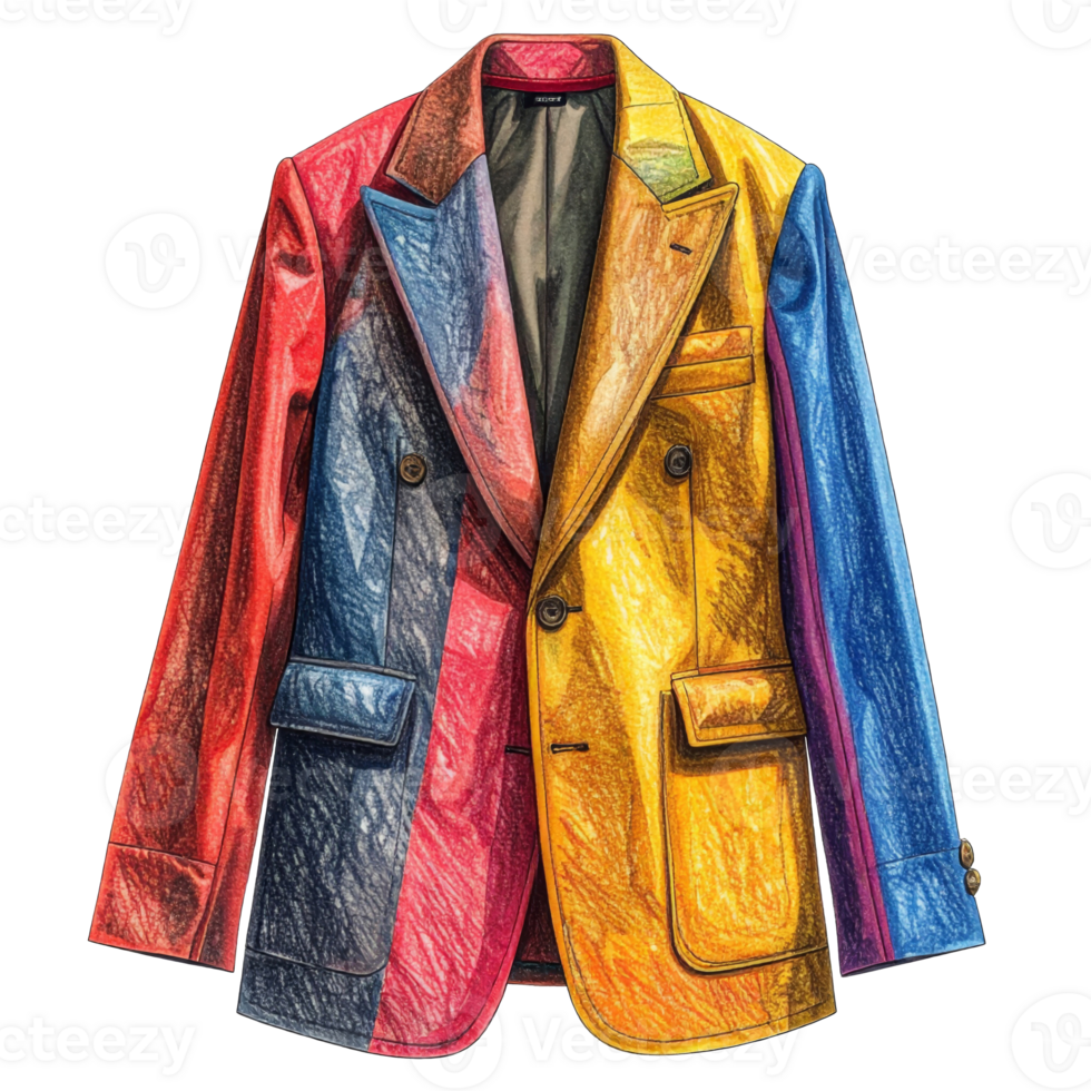 Colorful Patchwork Blazer Jacket Illustration png