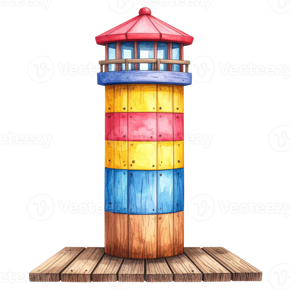 Colorful Watercolor Lighthouse Illustration png