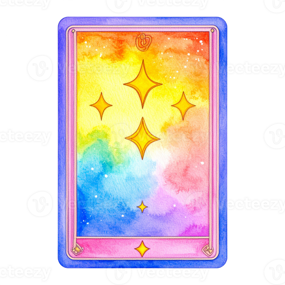 Rainbow Watercolor Star Card Design png