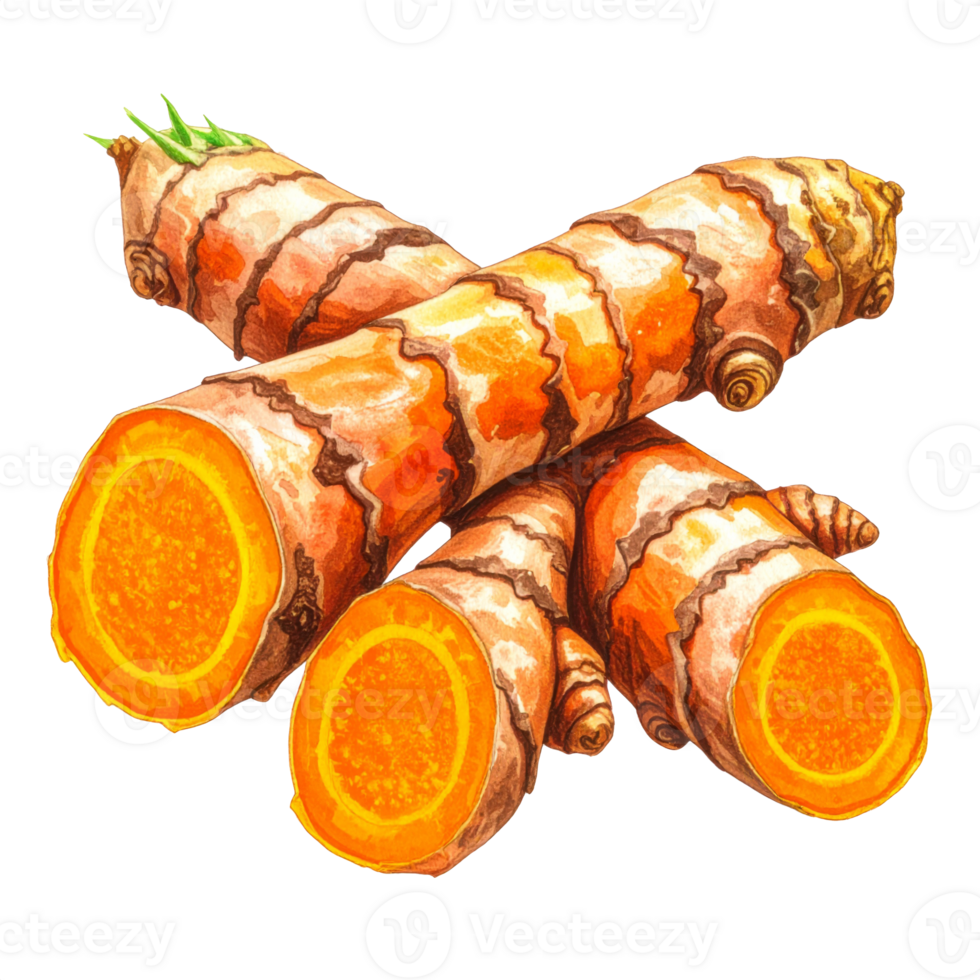 Vibrant Orange Turmeric Root Illustration png