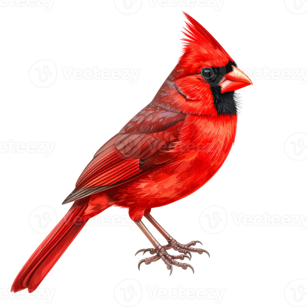 Vibrant Red Cardinal Bird on Transparent Background png