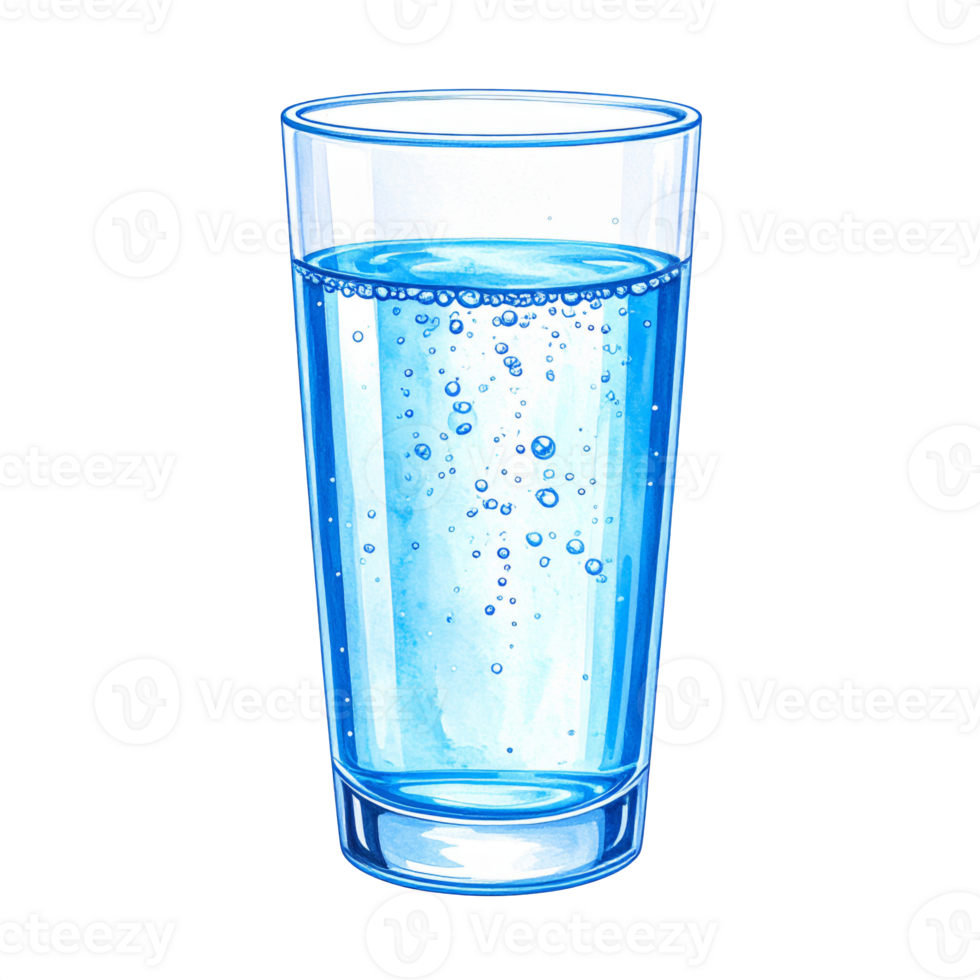 Detailed Glass of Sparkling Water Illustration png