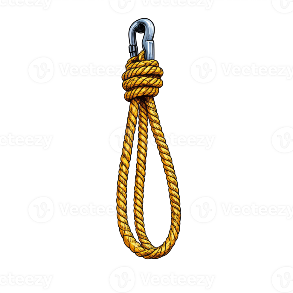 Pixel Art Yellow Rope Noose with Carabiner png