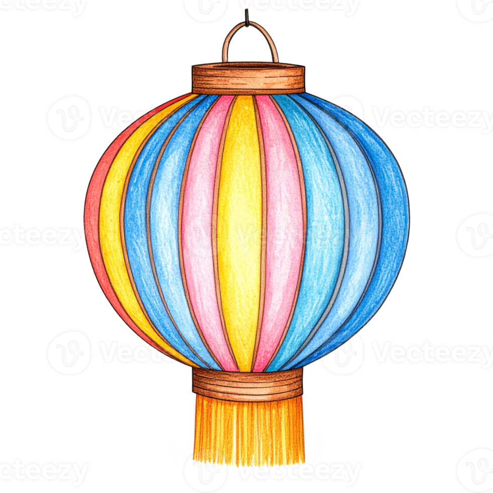 Colorful Striped Paper Lantern Illustration png