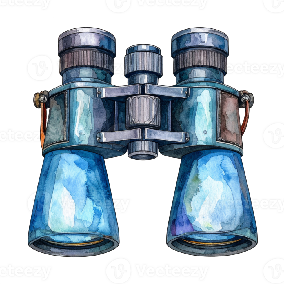 Blue Watercolor Binoculars Illustration png