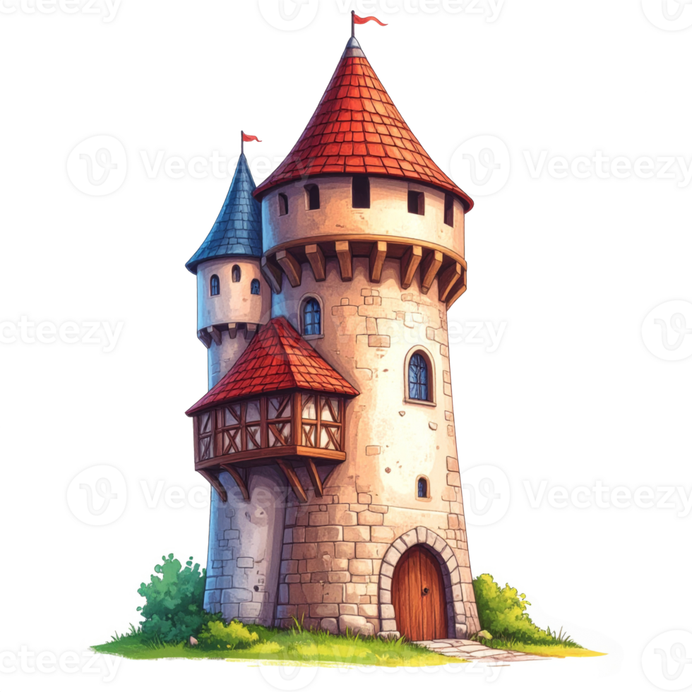 Medieval Stone Castle Tower Illustration png