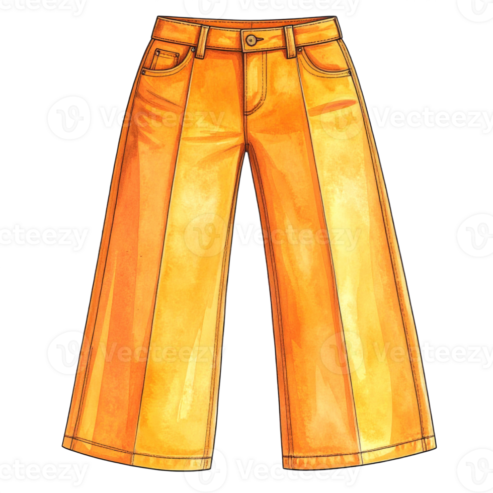 Watercolor Illustration of Yellow Wide Leg Pants png