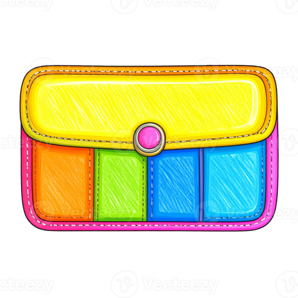 Colorful Cartoon Purse with Multicolored Panels png